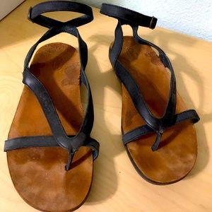 Black leather Chaco sandals
